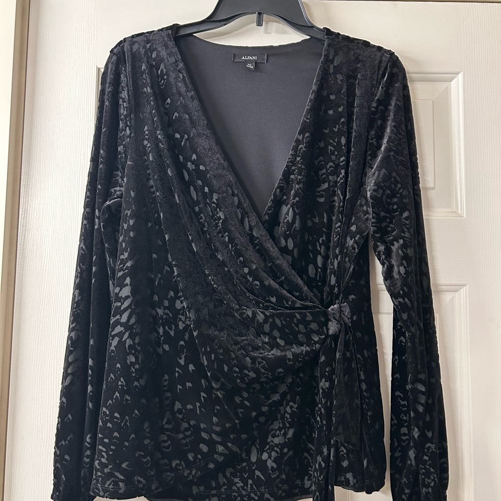 Alfani Black Wrap Top